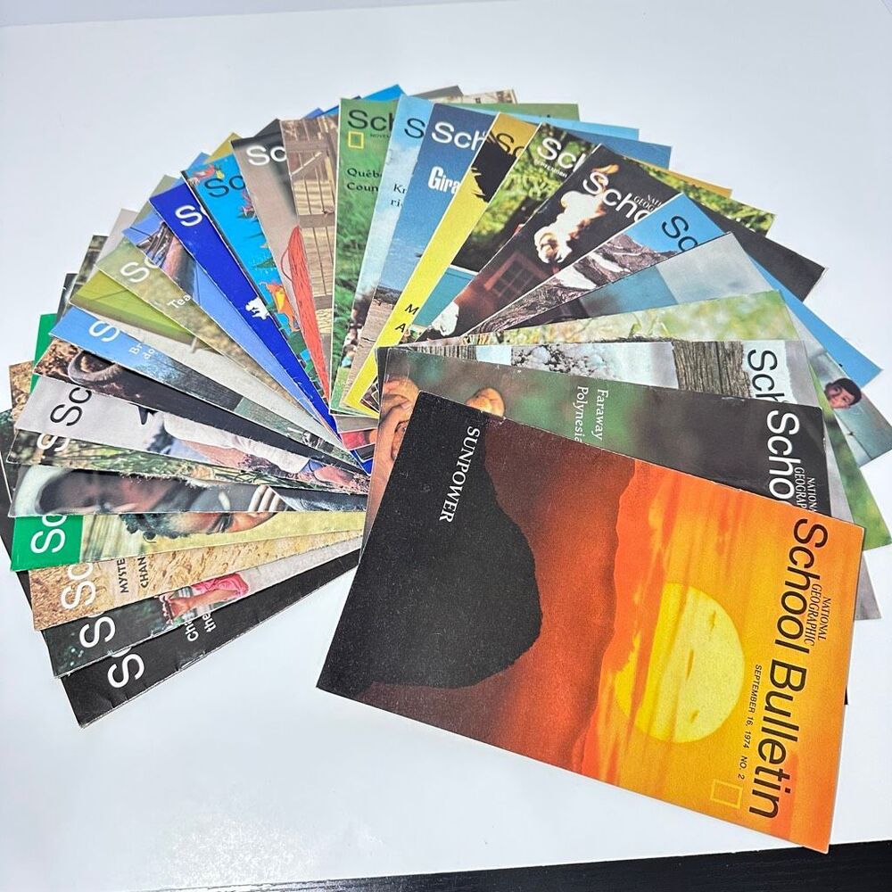 Vintage Lot of (28) National Geographic School Bulletins from 1974-1975